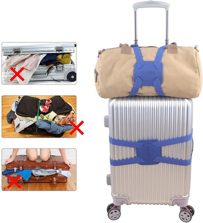 RUMILLA Luggage Straps for suitcases，Luggage Straps Bag Bungee， LAdd a Bag Easy to Travel Suitcase Elastic Strap Belt (Blue Luggage strap-1PCS) - Image 2
